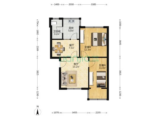 草堂北路22号 2室2厅1卫 61平方