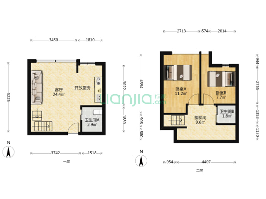 正成新天地B区 2室1厅2卫 40平方