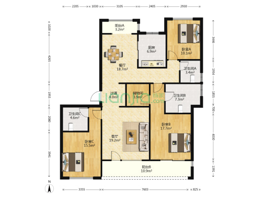 蠡湖香樟园三期 3室2厅3卫 169平方