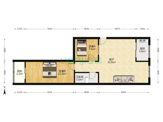 祥和楼 2室1厅1卫 85平方