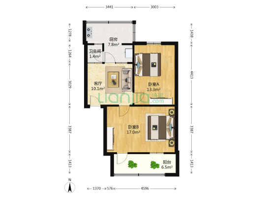 成飞301小区 2室1厅1卫 61平方