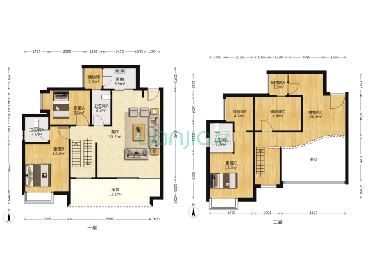 中泰·峰境 3室1厅3卫 176平方