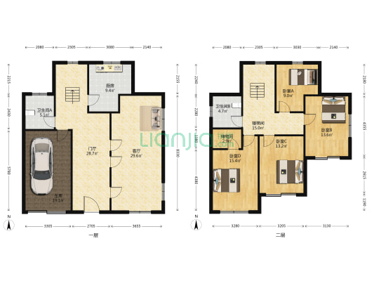 罗兰新墅(别墅) 4室1厅2卫 195平方