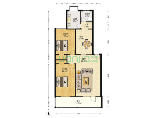 河北美术出版社花山艺术出版社 2室2厅1卫 107平方
