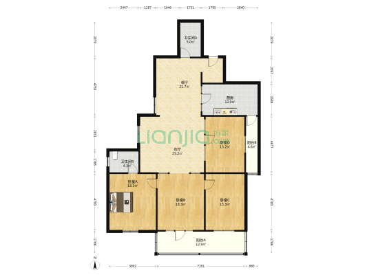 宝华公寓 4室2厅2卫 190平方