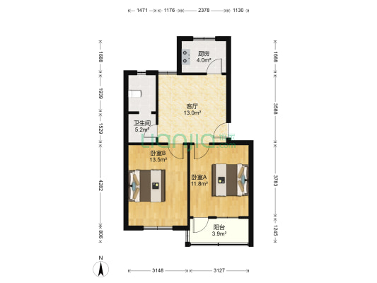 木中小区 2室1厅1卫 64平方