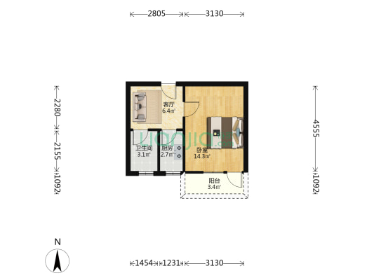 矿山局家属楼南院，小区环境好，干净出行方便-户型图