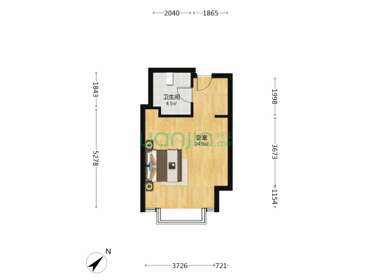 名人城市广场 1室0厅1卫 59平方