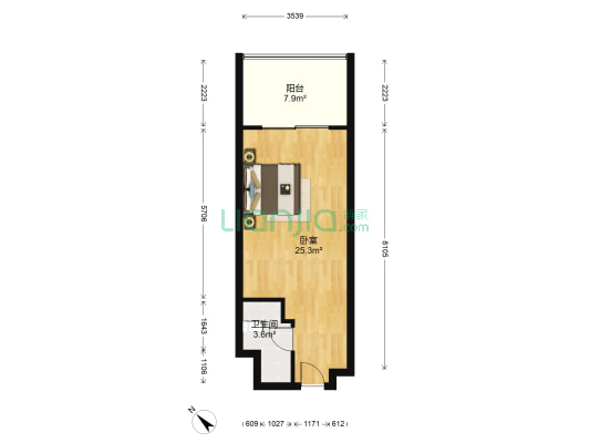 悦榕湾 1室0厅1卫 53平方