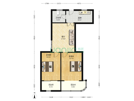 冠龙大厦 2室1厅1卫 92平方