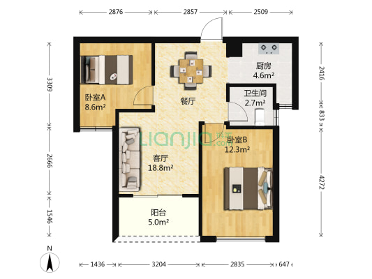 阳光城西海岸 2室1厅1卫 65平方