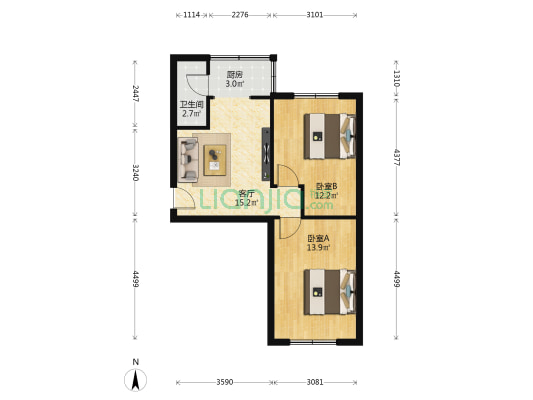 兰州市政工程管理处家属院(南昌路) 2室1厅1卫 60平方