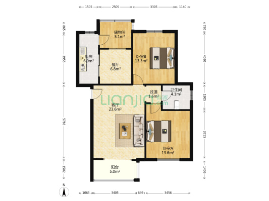 帝景豪庭 2室2厅1卫 101平方