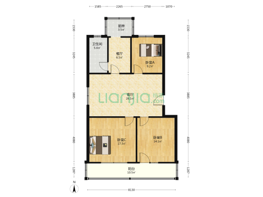 供电局机关大院 3室2厅1卫 98平方