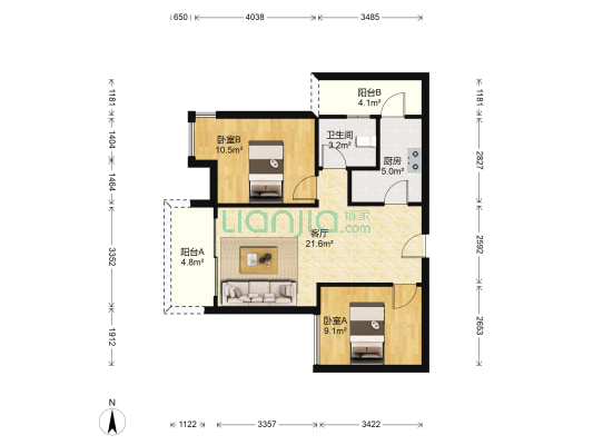 盈翠曦园 2室1厅1卫 78平方