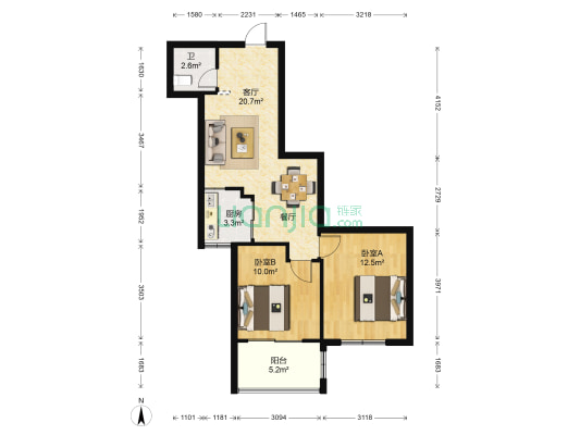 尚书院 2室1厅1卫 68平方