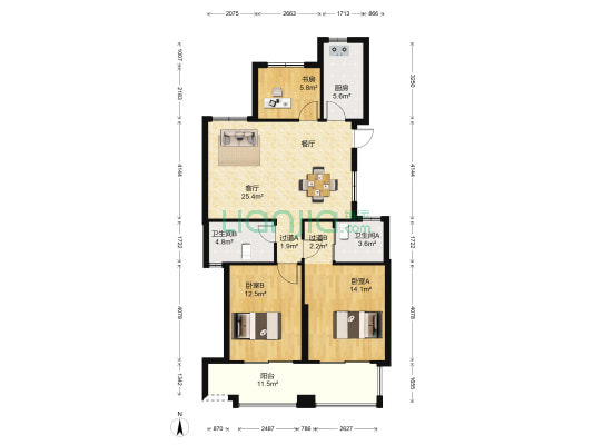海悦府 3室1厅2卫 118平方