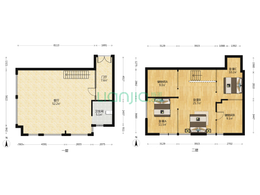 绿地缤纷城A栋 3室1厅1卫 92平方
