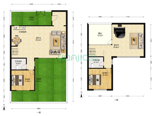 华润置地海上东方 2室2厅2卫 126平方