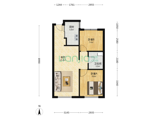 未来城思雅苑 2室1厅1卫 79平方