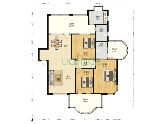 国税局宿舍 3室1厅2卫 155平方