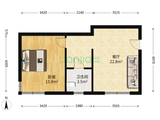 龙泰富苑 1室1厅1卫 64平方