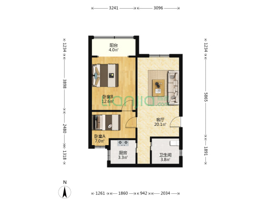 浦坊大楼 2室1厅1卫 71平方