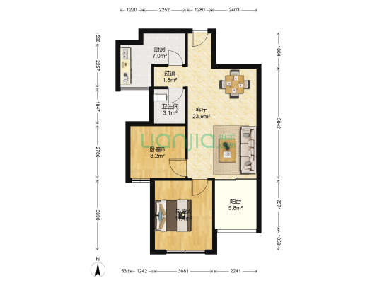 红堡城 2室1厅1卫 73平方