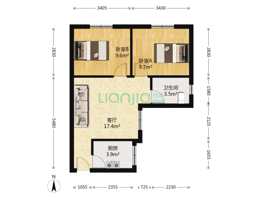 学堂南苑 2室1厅1卫 55平方