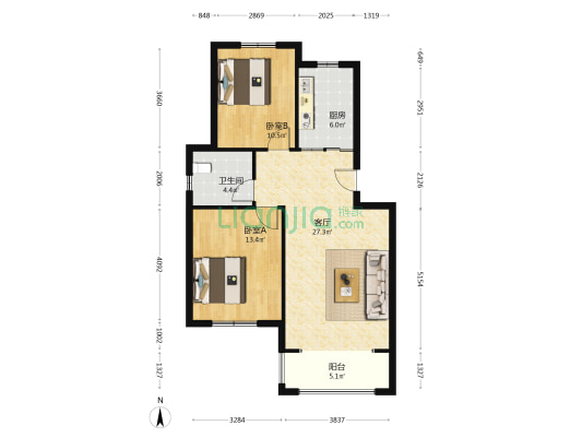 晟高领御 2室1厅1卫 93平方