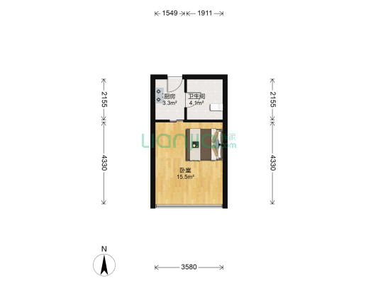 临安商城 1室0厅1卫 38平方