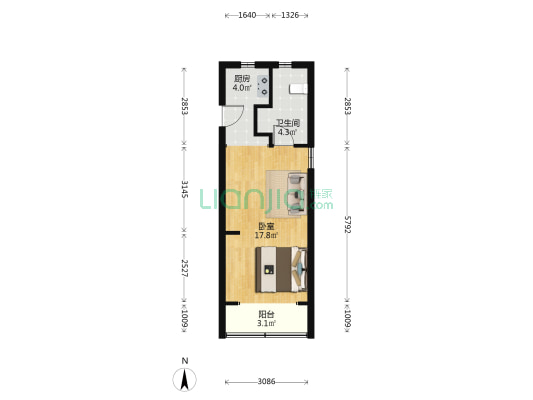 长乐路1238号 1室0厅1卫 38平方