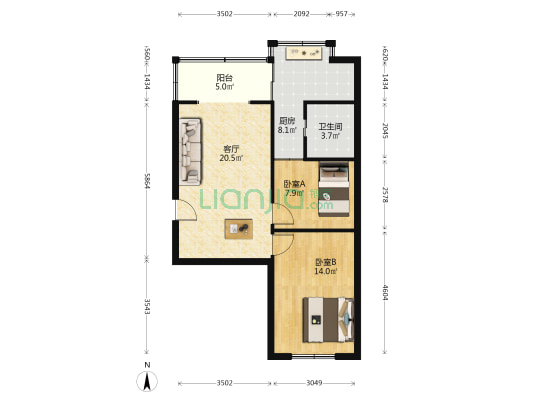 四维村7号 2室1厅1卫 62平方