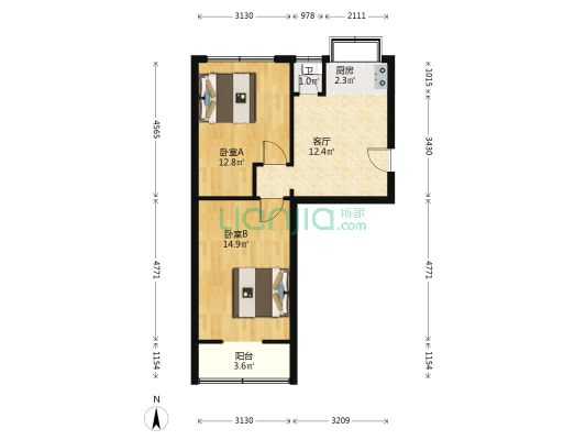 新华北里 2室1厅1卫 57平方