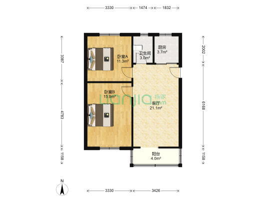 苏苑新村南区 2室1厅1卫 60平方