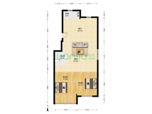龙宁花苑 2室2厅1卫 120平方