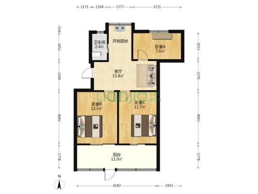 十九中单位宿舍 3室1厅1卫 64平方