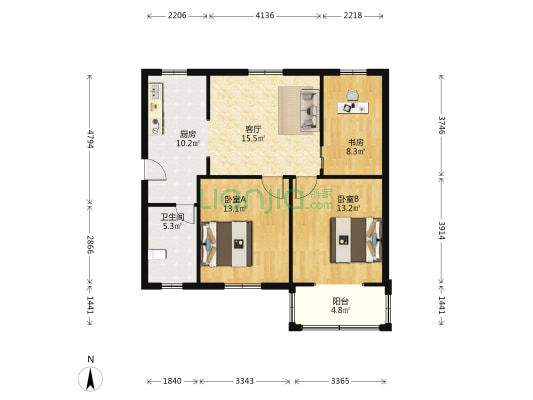 雅戈尔新村南区 3室1厅1卫 85平方