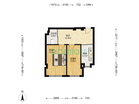 长通家园I区 2室1厅1卫 56平方