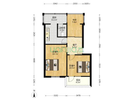 锦东路205号 3室1厅1卫 62平方
