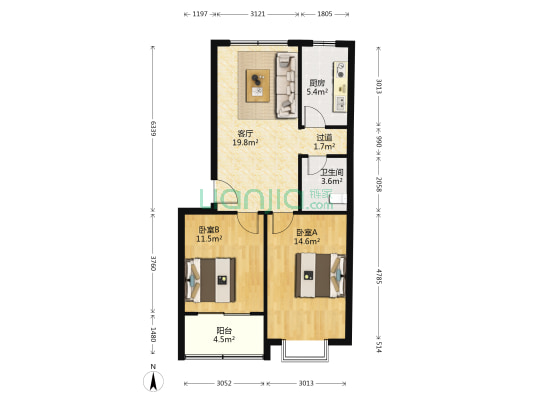 商贸组团 2室1厅1卫 80平方