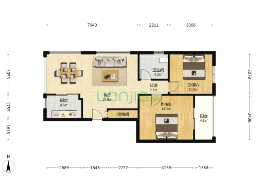 精英公寓 2室1厅1卫 81平方