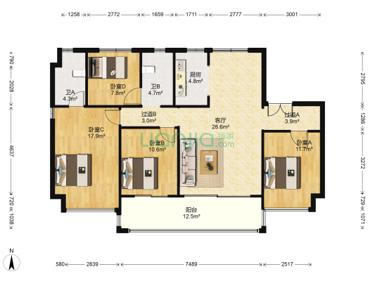 碧桂园时代倾城三期 4室1厅2卫 145平方