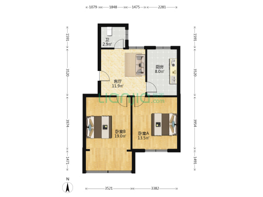 阀门厂公寓 2室1厅1卫 68平方