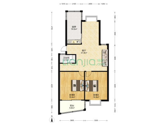 天柱花园 2室1厅1卫 88平方