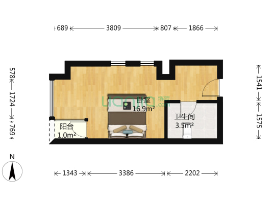 帝锋康庭 1室0厅1卫 27平方