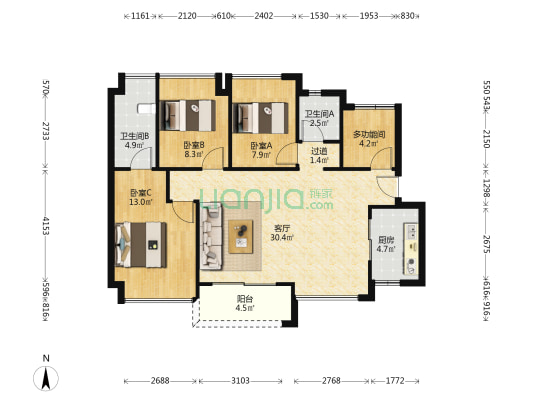 南沙·十里方圆 4室1厅2卫 98平方