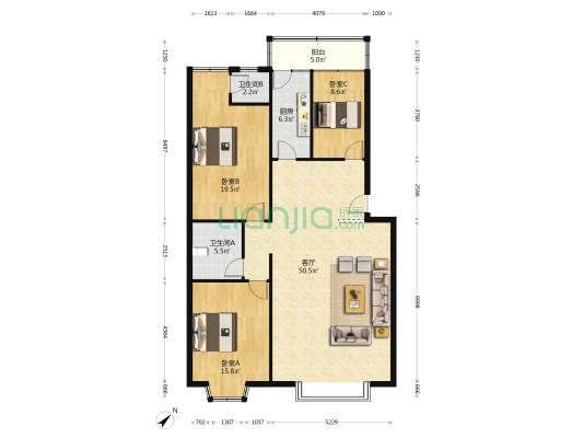 静华苑 3室1厅2卫 144平方