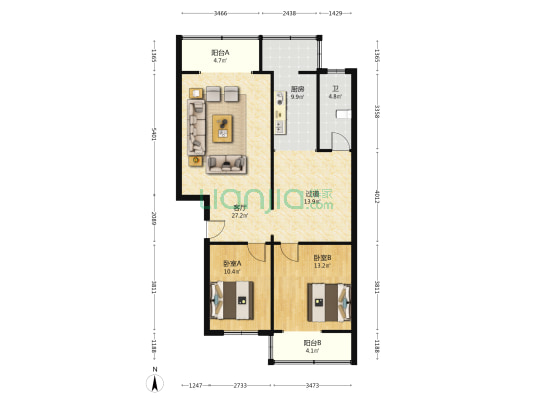 凤凰楼东区 2室1厅1卫 106平方