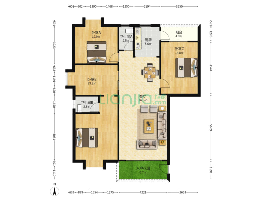 惠雅轩 3室1厅2卫 131平方